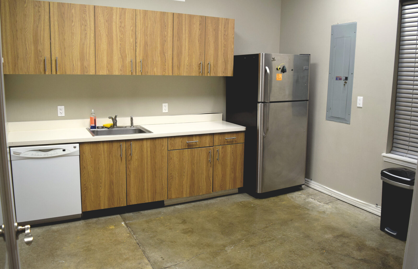 Full kitchen with appliances at 1305 NW 18th Ave office space Slabtown Portland