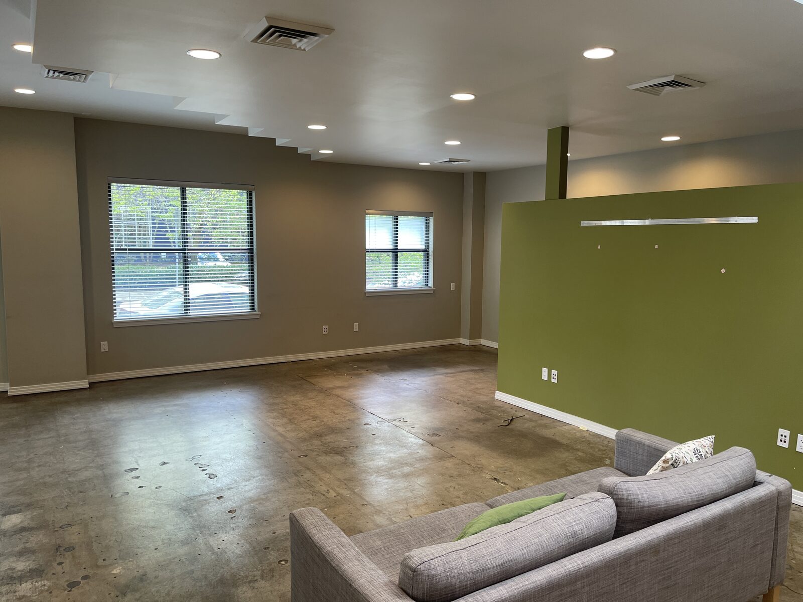 Office lounge area at 1305 Slabtown creative workspace NW Portland